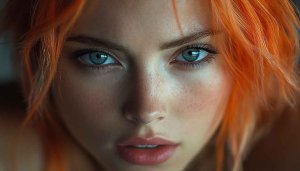 Orange Hair Woman Wallpaper, Beautiful Face, Stunning Blue Eyes