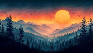 Sunset Mountain Wallpaper: Scenic Landscape Wallpaper for Desktop Background