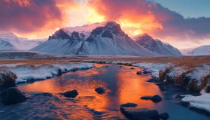 Iceland Mountain Wallpaper, Sunset Landscape Wallpaper, Nature Wallpaper, Stokksnes