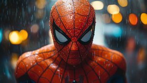 Spider-Man Wallpaper: Superhero in Rain, Cinematic 4K, Desktop Background