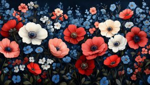 Floral Wallpaper: Poppy, Blue, Red Flower Wallpaper For Desktop