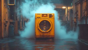 Washing Machine Wallpaper: Retro Appliance, Vintage Laundry, Industrial 4K