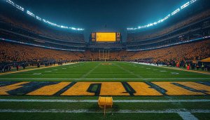 American Football Stadium Wallpaper - Iowa Hawkeyes Game Night Scene