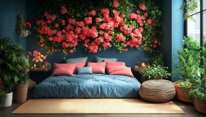 Floral Bedroom Wallpaper: Cozy Room Interior Design HD