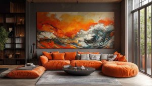 Abstract Wave Painting Wallpaper for Home Decor, Interior Design