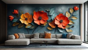 Floral Wallpaper: 3D Flower Wall Decor for Living Room Designs
