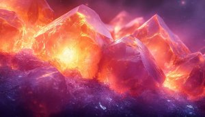 Crystal Wallpaper, Glowing Gemstone Background, Mineral Desktop Wallpaper, 4K