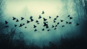 Raven wallpaper: Dark Forest with Birds - phone, desktop backgrounds