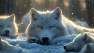 White Wolf Wallpaper, Arctic Animal Wallpaper, Canine Wallpaper, Winter Scene
