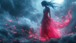 Fantasy Girl Wallpaper, Woman in Red Dress, 4K HD Wallpaper