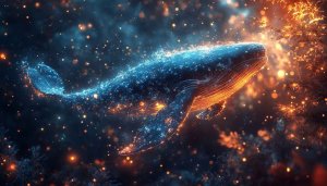 Whale Wallpaper: Luminous Glowing Whale in the Ocean - 4K