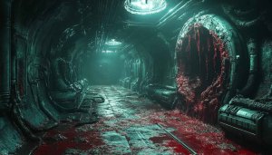 Horror Hallway Wallpaper: Alien, Gore, Dark 4K Desktop Background
