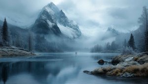 Winter Lake Wallpaper, Snowy Mountains, Nature Scenery Wallpaper, 4K