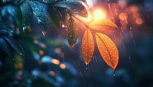 Rainy Season Wallpaper: Nature, Leaves, Waterdrops, 4K, Desktop Background