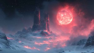 Fantasy Red Planet Wallpaper, Red Moon Scenery Wallpaper, 4k Wallpaper