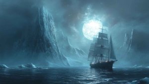 Sailing Ship Wallpaper, Arctic Landscape Wallpaper, Moonlight Wallpaper, Adventure Wallpaper