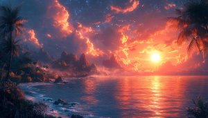 Sunset Beach Wallpaper, Ocean Wallpaper, Nature Wallpaper, Tropical Wallpaper 4K
