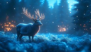 Winter Deer Wallpaper: Snowy Forest, Christmas Theme, Desktop Background
