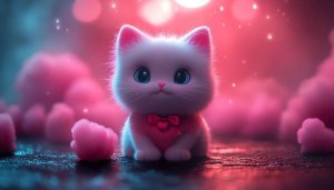 Cute Kitten Wallpaper, Cartoon Cat, Pet Animal, Adorable 4K Wallpaper