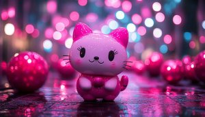 Pink Cat Wallpaper, Cute Kitty, Kawaii Aesthetic, 4k Wallpaper