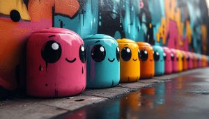 Colorful Graffiti Art Wallpaper, Cute Cartoon Character 4k Desktop Background