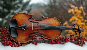 Violin Wallpaper: Winter Music Instrument Wallpaper For Desktop & Laptop