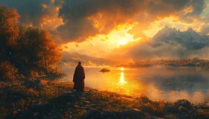 Peaceful Lake Sunset Wallpaper: Serene Landscape Scenery for Desktop & Mobile