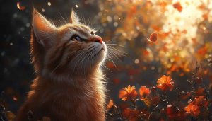 Ginger Cat Wallpaper 4K, Fall Aesthetic, Desktop & Mobile Background