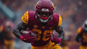 American Football Wallpaper: Action Shot of Running Back Athlete