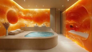 Luxury Spa Wallpaper, Orange Wall 4k Wallpaper, Aesthetic Interior Design