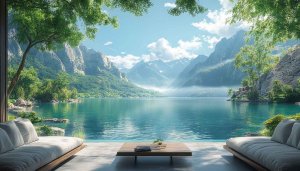 Lake View Mountain Wallpaper, Nature Scenery Wallpaper, Scenery Desktop Background