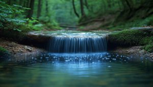 Peaceful Waterfall Wallpaper: Nature, Forest, Stream, and Tranquility Scenery