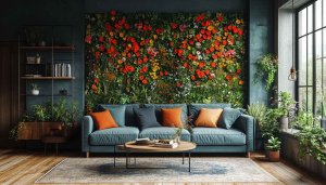 Floral Wall Wallpaper: Living Room Decor, Nature Theme Wallpaper