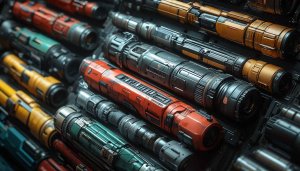 Sci-Fi Gun Wallpaper, Weapons 4K Wallpaper, Futuristic Tech, Cyberpunk Art