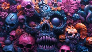 Colorful Skull Art Wallpaper, Halloween Wallpaper, Gothic Art Wallpaper
