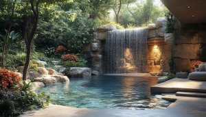 Scenic Waterfall Wallpaper: Nature, Forest, Pool, Serene, 4k Wallpaper