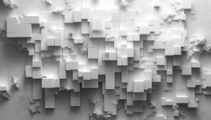 Abstract White Cubes Wallpaper, Modern Geometric Texture HD Background