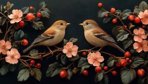 Bird Wallpaper: Aesthetic Blossom Branches and Birds Wallpaper for Desktop