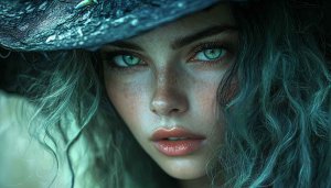 Witch Wallpaper - Green Eyes Fantasy Girl HD PC Wallpaper