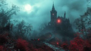 Halloween Wallpaper: Spooky Castle Under Moonlight for Desktop and Mobile