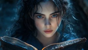 Witch Aesthetic Wallpaper: Enchanting Portrait, Fantasy, Magical Book