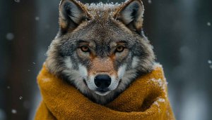 Wolf Wallpaper: Winter Scarf, Animal Wallpaper, 4K Wallpaper for Desktop