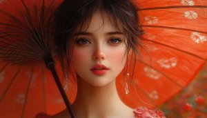 Beautiful Anime Girl with Umbrella Wallpaper for Desktop and Mobile