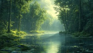 Scenic Forest River Landscape Wallpaper for Desktop and Mobile