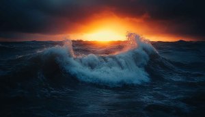 Ocean Waves Sunset Wallpaper, Seascape HD Wallpaper For Desktop