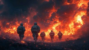 Military Wallpaper: Soldiers in Fiery Battlefield 4k Wallpaper for Desktop