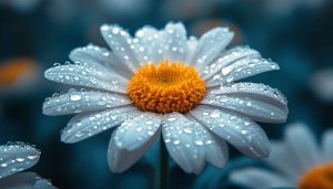 Daisy Wallpaper: White Flower with Water Drops - Desktop Background