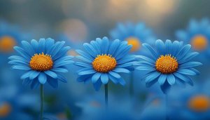 Blue Daisy Wallpaper: 4k Flower Wallpaper for Desktop & Mobile