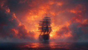Epic Ship Wallpaper, Ocean, Sea, Sunset, 4K Wallpaper