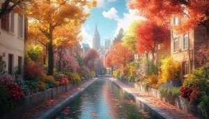 Autumn Cityscape Wallpaper: Fall Foliage 4k Wallpaper for Desktop